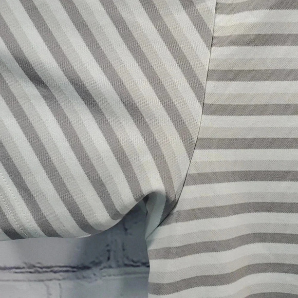 Travis Mathew Mens Size Large White Grey Striped Summer Comfort Golf Polo - Picture 7 of 13